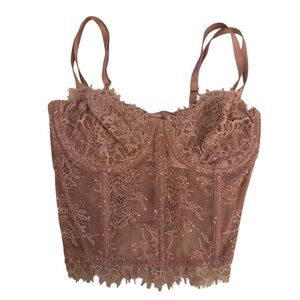 Victoria's Secret Dream Angels Floral Lace Lined Demi Corset Bra 32C Mauve Pink